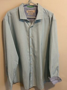 Tommy Bahama Island Modern Fit XL Green Digi Check Shirt